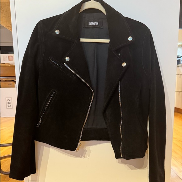 Reformation Black Suede Biker Jacket - Picture 2 of 7